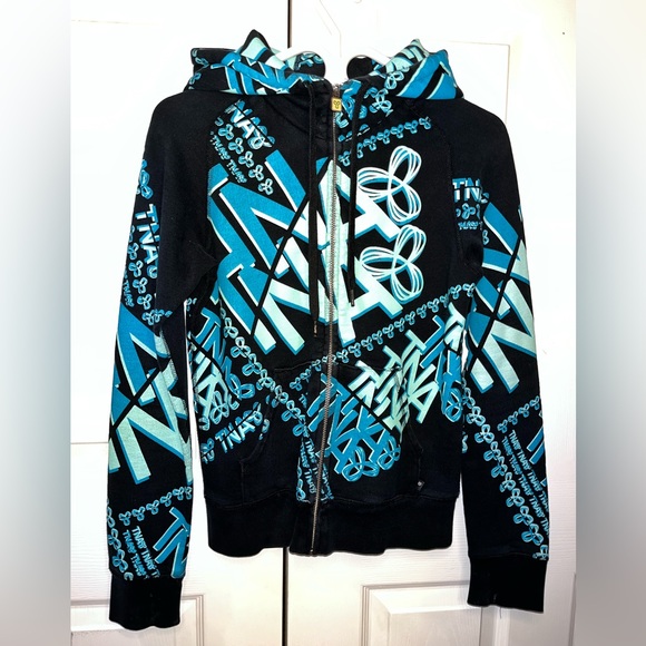 TNA Aritiza Blue/ Turquoise/ Black Zip-Up Hoodie Small - Picture 2 of 5